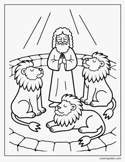 Daniel in the Lions Den coloring page