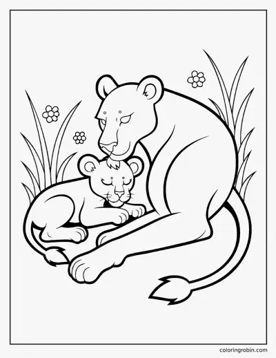 Lion and Cub coloring page