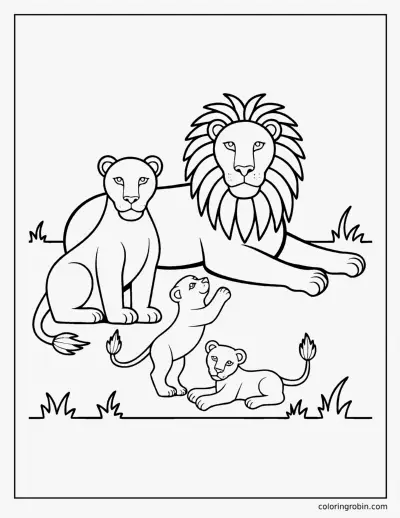 Lion Family coloring page
