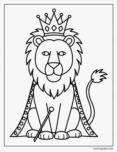 Lion with a Crown coloring page