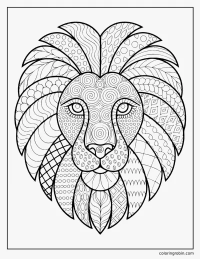 Patterned Lion coloring page