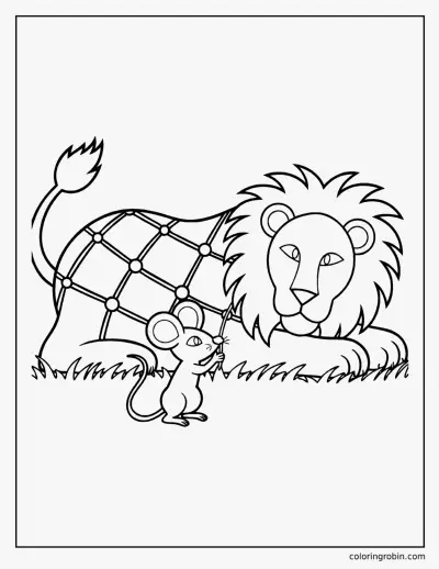The Lion and the Mouse coloring page