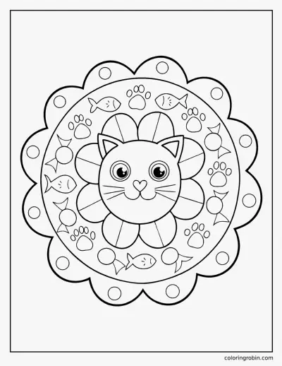 Easy Animal Mandala coloring page