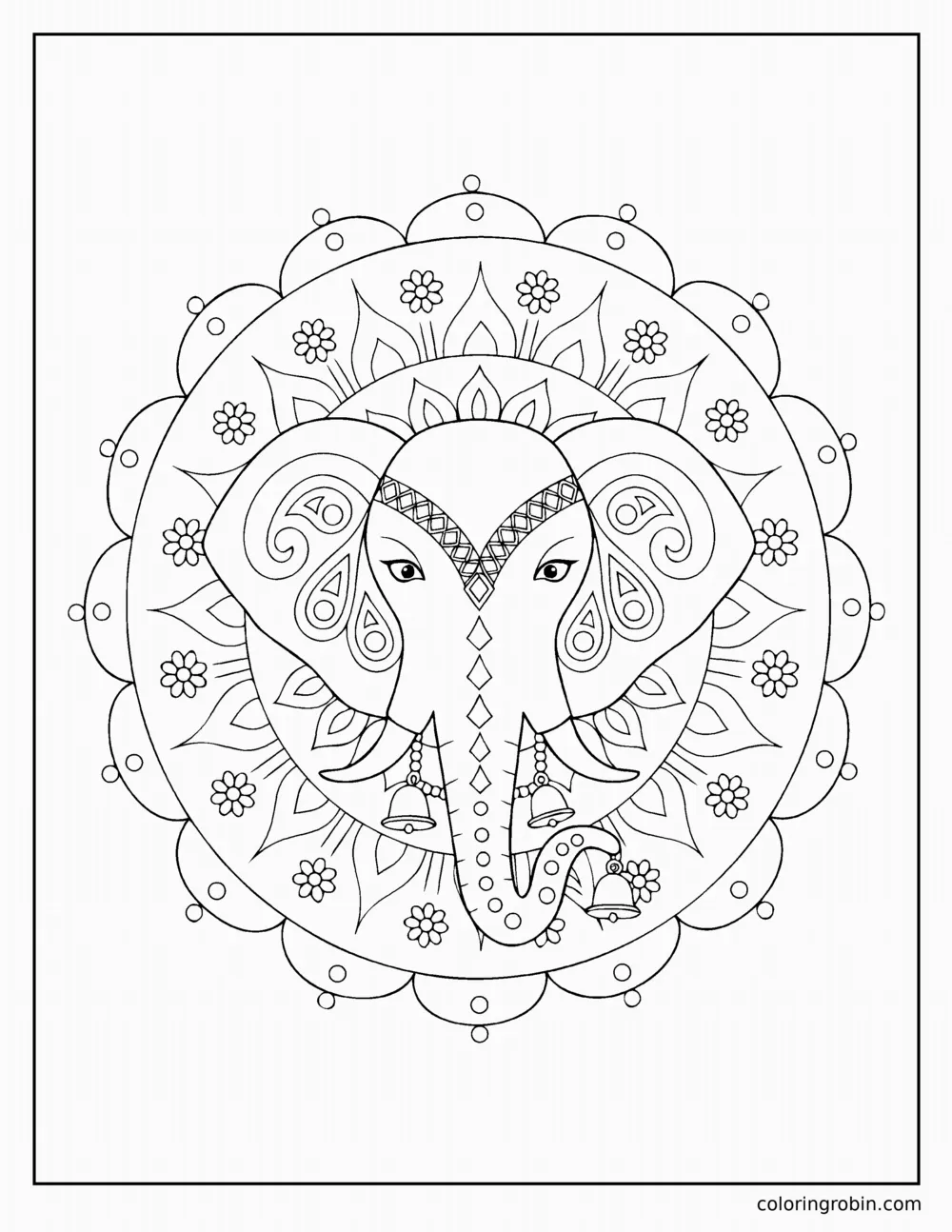 Elephant Mandala coloring page