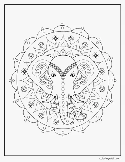 Elephant Mandala coloring page