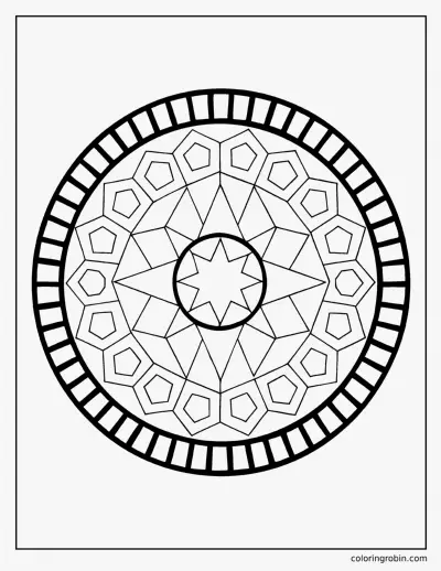 Simple Geometric Mandala coloring page