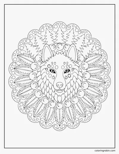 Wolf Mandala coloring page