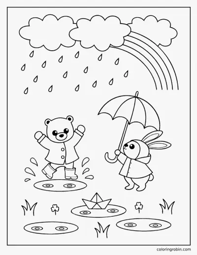 April Showers Puddles coloring page