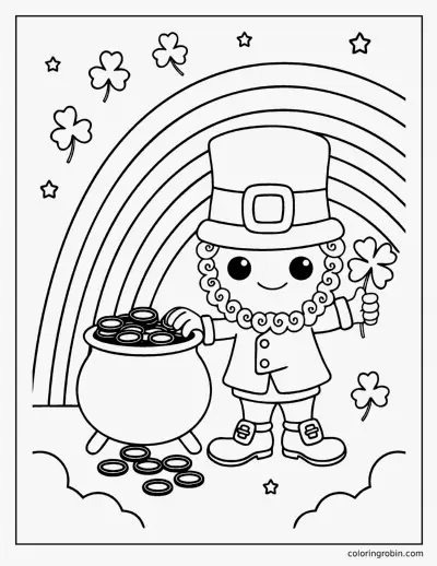 Leprechaun Pot of Gold coloring page