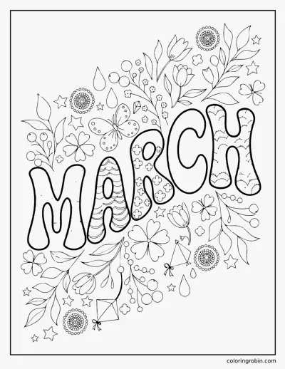 March Hand Lettering coloring page