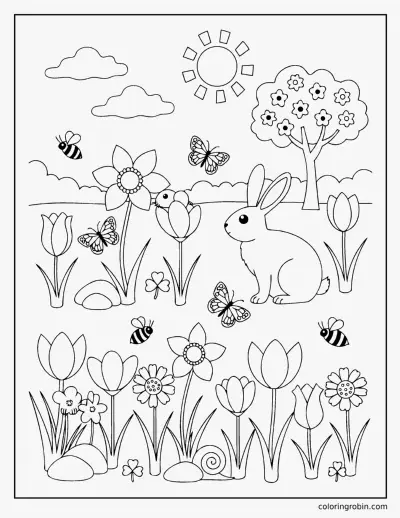 Spring Meadow coloring page