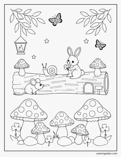 Woodland Log Home coloring page