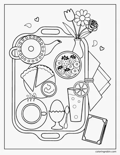 Breakfast in Bed for Mum coloring page