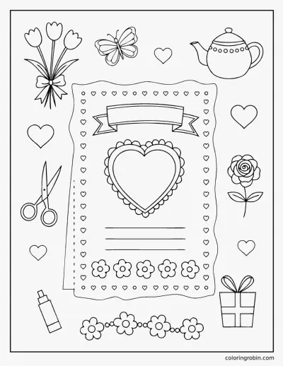Mothers Day Card to Finish coloring page