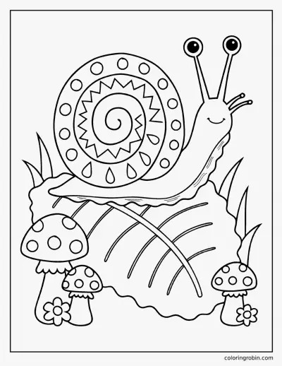 Snail in the Garden coloring page