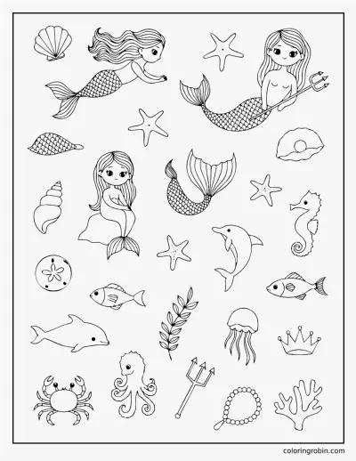 Mermaid Doodle Page coloring page