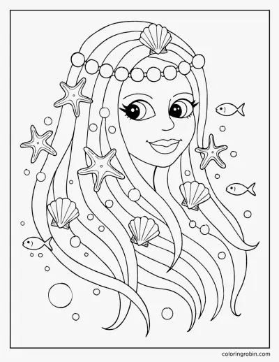 Mermaid Portrait coloring page