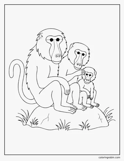 Baboon Family coloring page