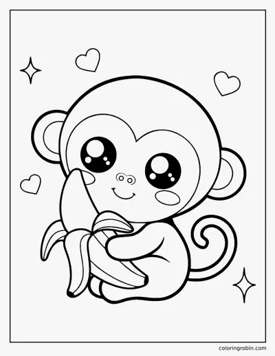 Kawaii Baby Monkey coloring page