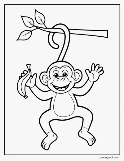 Monkey Hanging by Its Tail coloring page