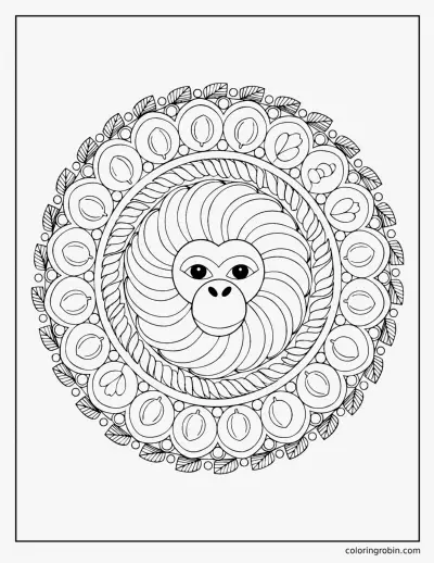 Monkey Mandala coloring page