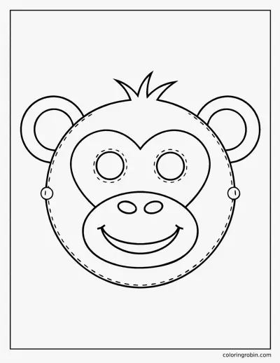Monkey Mask Template coloring page
