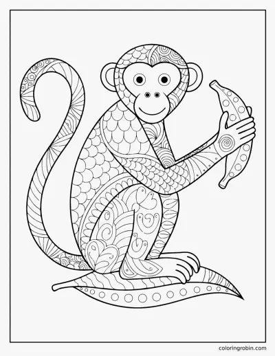 Zentangle Monkey coloring page