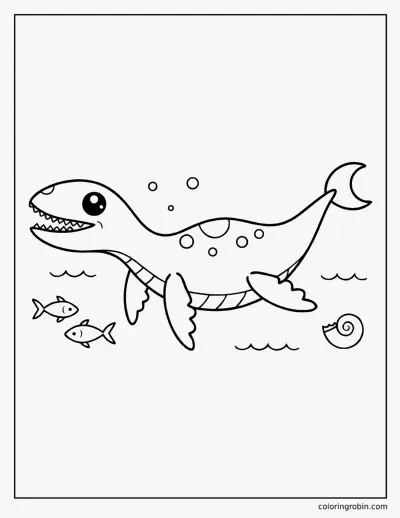 Cute Mosasaurus coloring page