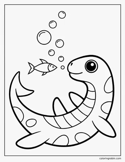 Mosasaurus Blowing Bubbles coloring page