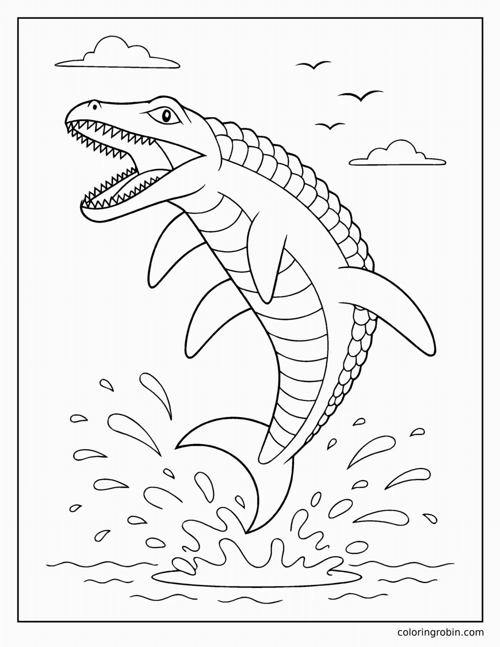 Mosasaurus Breaching coloring page