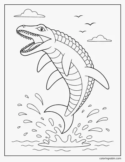 Mosasaurus Breaching coloring page