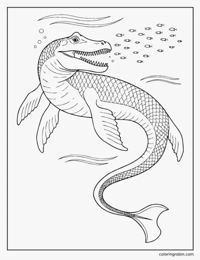 Realistic Mosasaurus coloring page
