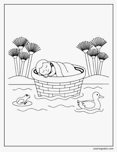 Baby Moses in the Basket coloring page
