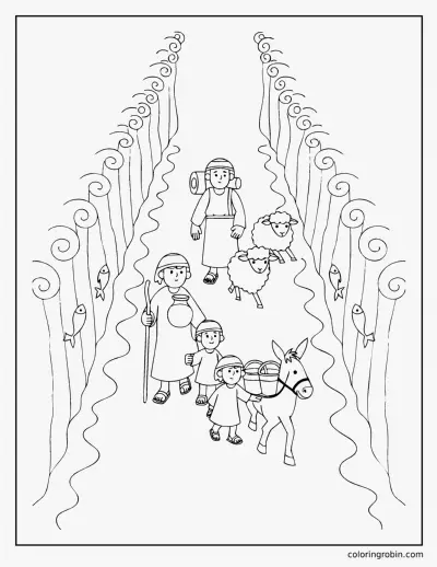 Crossing the Red Sea coloring page