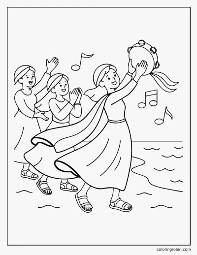 Miriam Dancing with a Tambourine coloring page