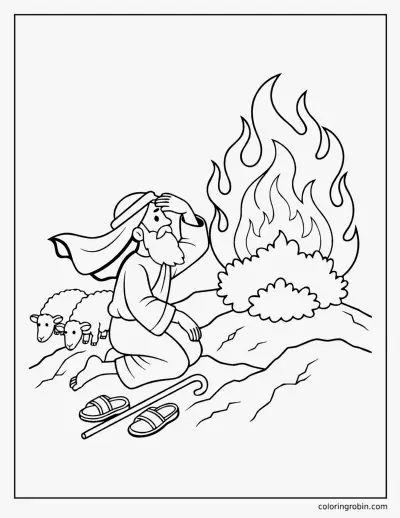 Moses and the Burning Bush coloring page