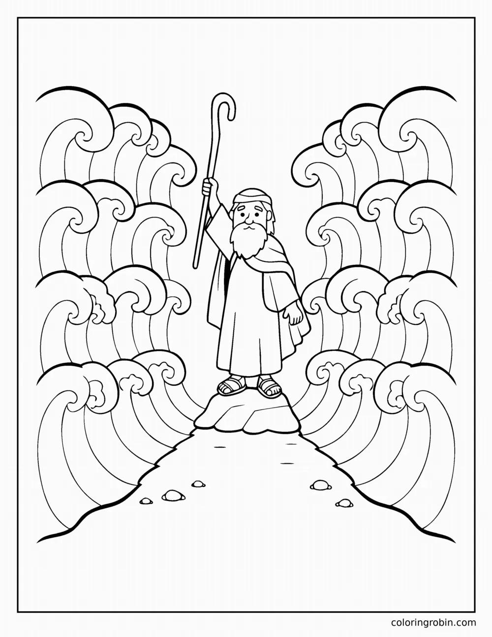 Moses Parting the Red Sea coloring page
