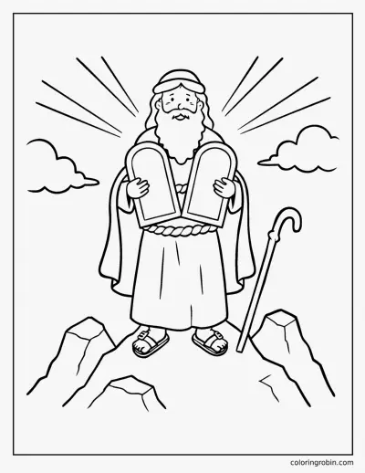 Moses with the Ten Commandments coloring page