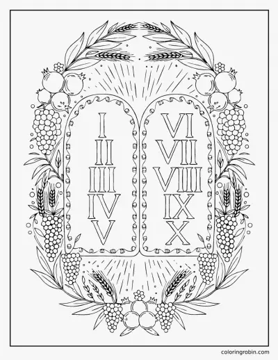 Ten Commandments Ornamental Tablets coloring page