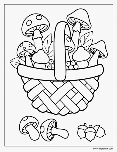 Basket of Mushrooms coloring page