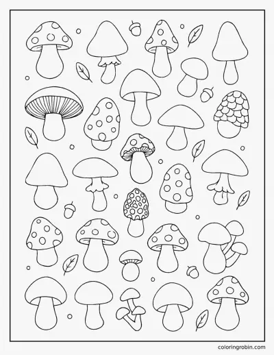 Mushroom Doodle Page coloring page