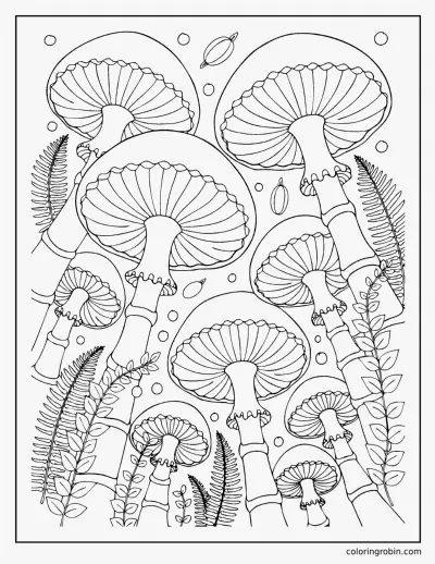 Mushroom Forest Canopy coloring page
