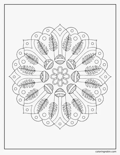 Mushroom Mandala coloring page