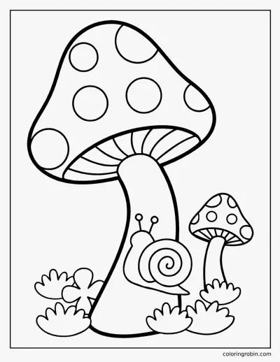 Toadstool and Snail coloring page