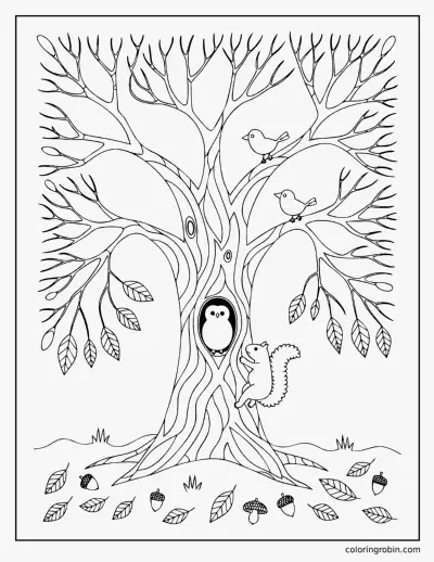 Bare Oak Tree coloring page