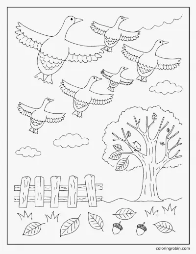 Geese Flying South coloring page