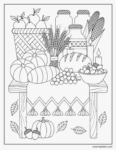 Harvest Table coloring page