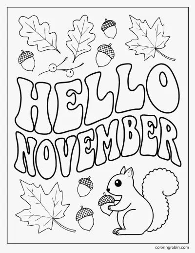 Hello November coloring page