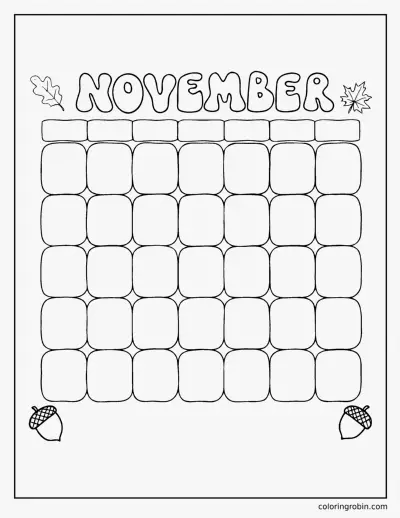 November Calendar Page coloring page