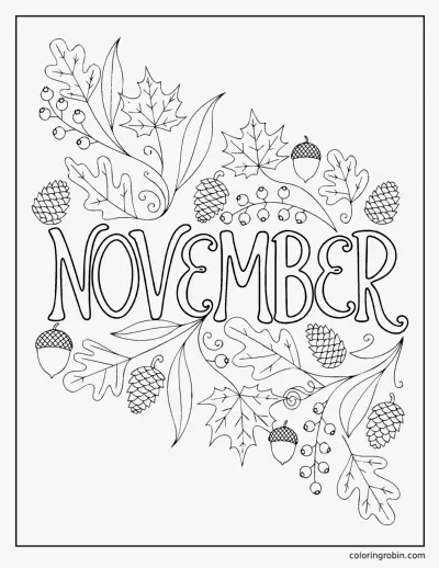 November Hand Lettering coloring page
